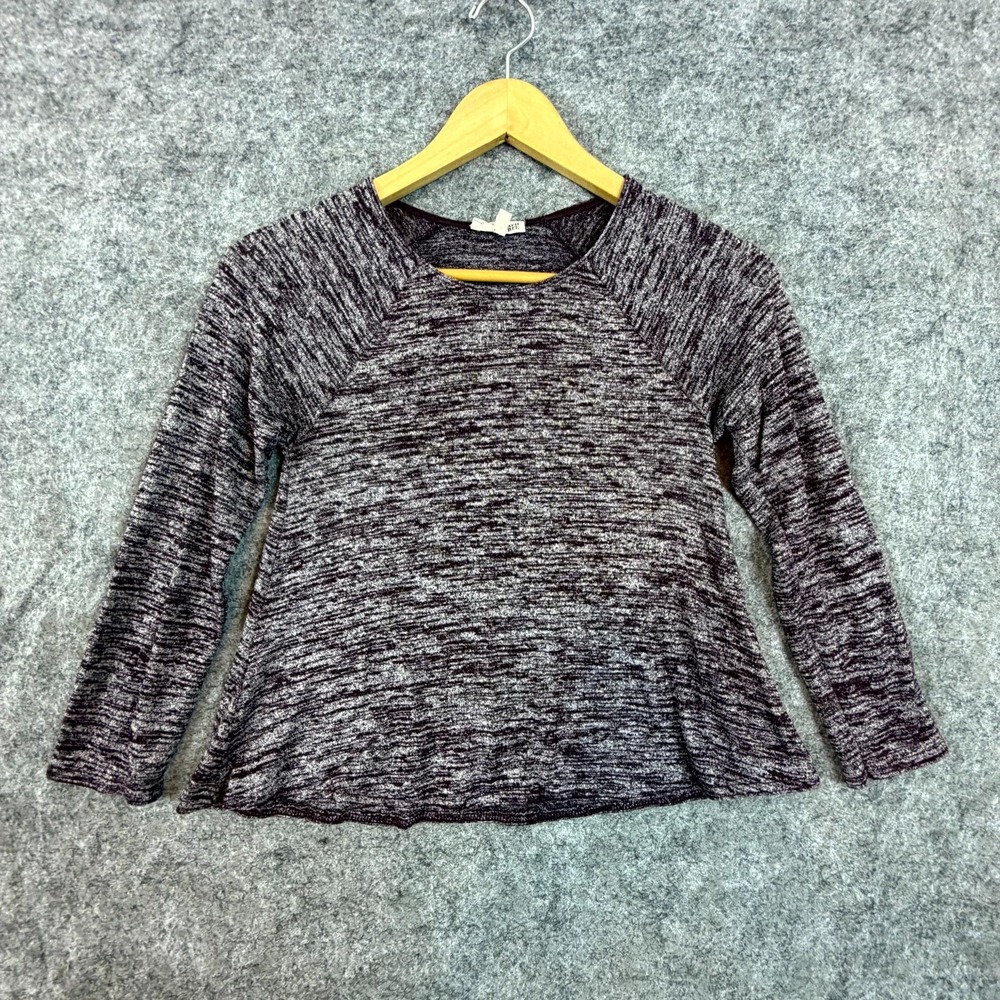 Wilfred Free Knit Top Women 2XS Purple Stretch Raglan Round Neck Long Sleeve